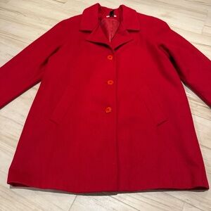 Covington Red Pea Coat • Wool Blend • Size L